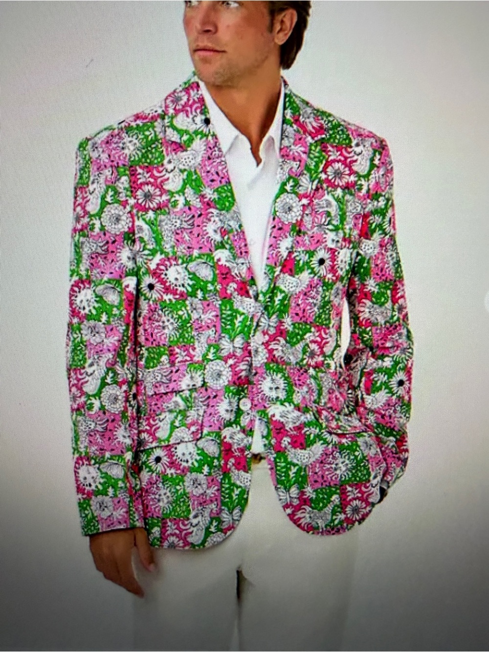 NWT Lilly Pulitzer Men's Stuff Flagler Blazer Cherry Blossom Pink Lil Chicken 40